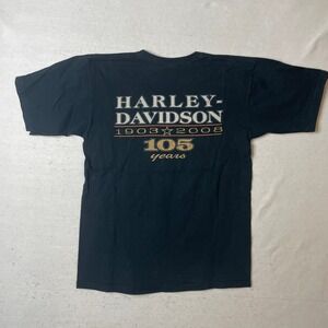 Harley Davidson 105 Years Anniversary T-Shirt Motorcycle Biker Black Mens‎ M